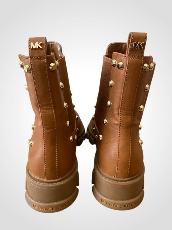 Michael Kors | MK Brown Leather Studded Ridley Chelsea Boot Lug Sole NWOB 6.5 - Picture 5 of 11